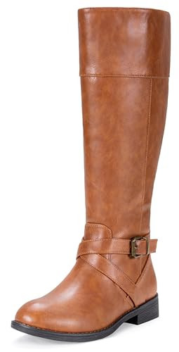 Vepose Women's 948W Knee High Boots with Wide Calf and Extra Wide Width, Brown, Size 11W US -Fashion Riding Boot with Zipper(CJY948W Brown 11) | Amazon (US)