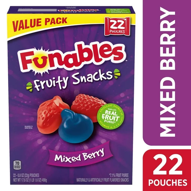Funables Fruity Snacks Mixed Berry Fruit Snacks, 17.6 oz, 22 Count | Walmart (US)