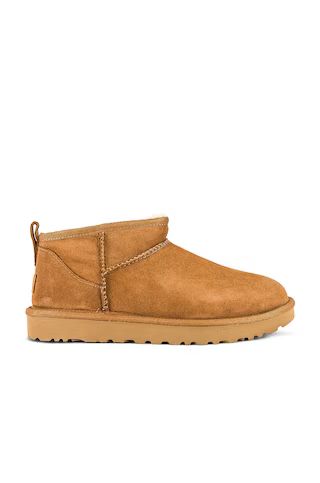 UGG Classic Ultra Mini Shearling Bootie in Chestnut from Revolve.com | Revolve Clothing (Global)
