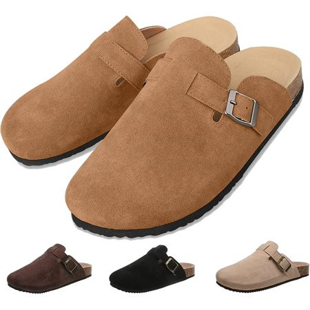 Boston Suede Clogs for Women Men Unisex Dupes Soft Classic Cork Clog Slip-on Sole Mules House Sandal | Walmart (US)