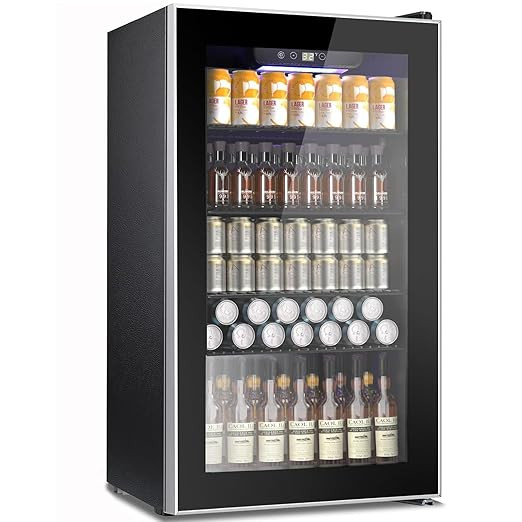 COWSAR Mini Fridge Cooler, 130 Can Beverage Refrigerator with Glass Door, ETL Approved Wine Fridg... | Amazon (US)