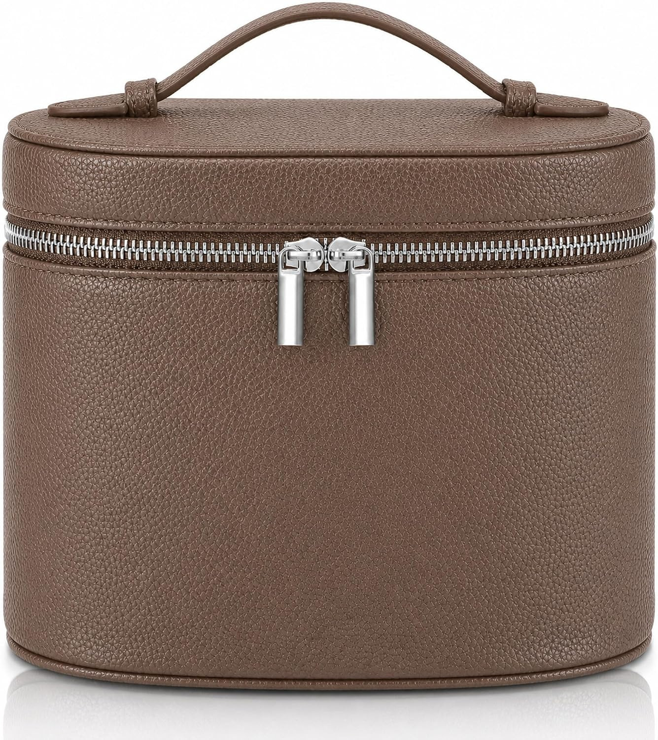 Makeup Bag Vanity Case Cosmetic Bag with Removable Divider Travel Toiletry Bag for Women Portable Make up Box Organizer, Light Brown | Amazon (US)