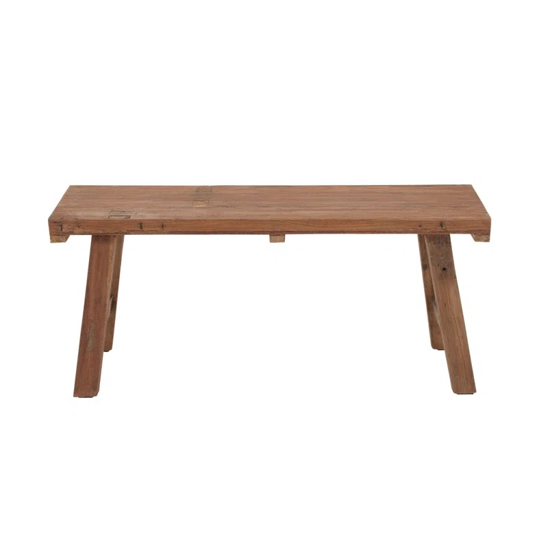 Croll Brown Wood Handmade Natural Bench 44" x 14" x 19" | Wayfair North America