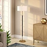Simone 2-Light Floor Lamp with Fabric Shade in Matte Black/Brass/White - - Amazon.com | Amazon (US)
