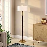Simone 2-Light Floor Lamp with Fabric Shade in Matte Black/Brass/White - - Amazon.com | Amazon (US)