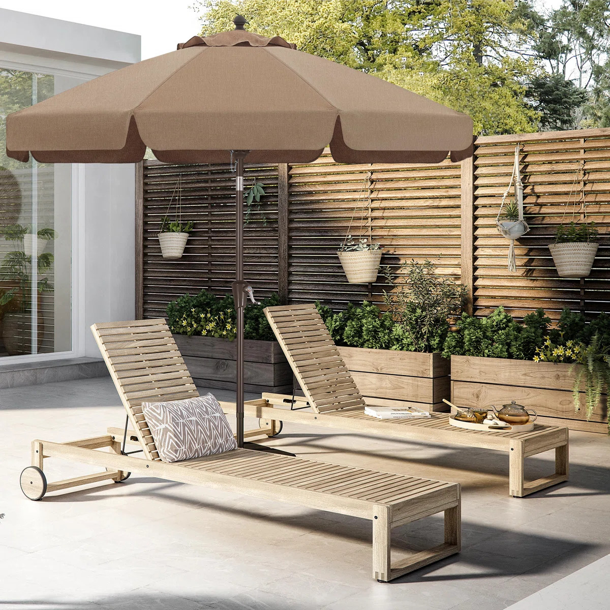9’ Olefin Market Umbrella with Scalloped Valance and Tilt | Wayfair North America