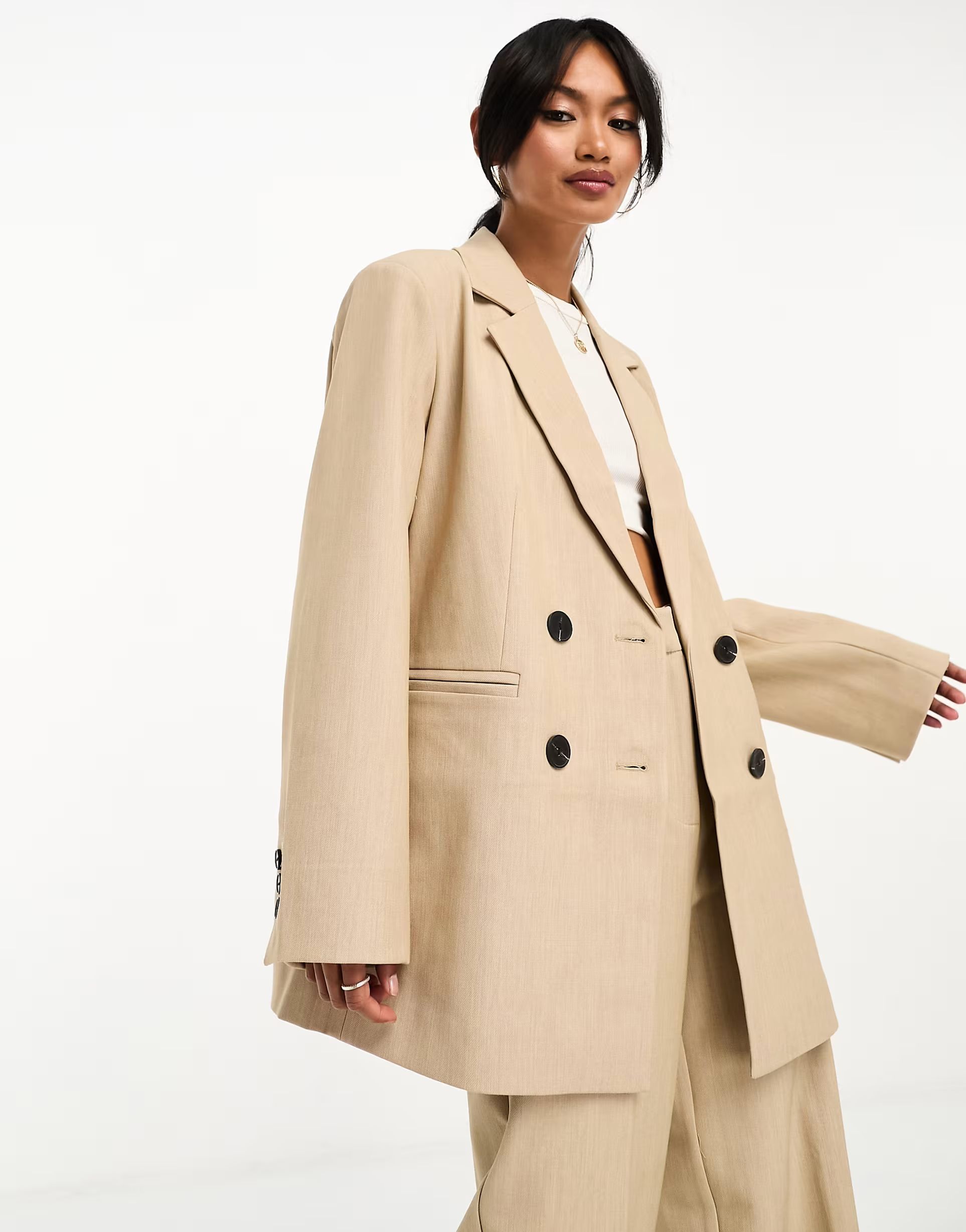 Y.A.S – Eleganter, zweireihiger Blazer in Camel, Kombiteil | ASOS (Global)