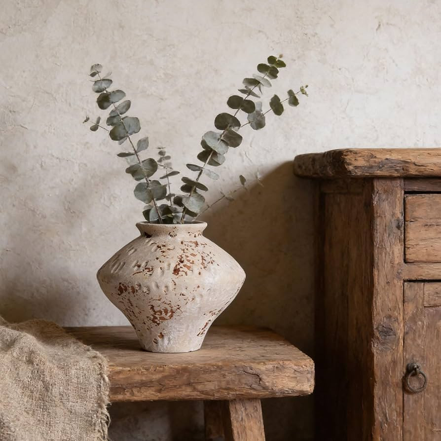 Wabi Sabi Rusty Vintage Vase, 6.3" Tall Wabi Sabi Decor Rustic Farmhouse Pottery Vase for Centerp... | Amazon (US)