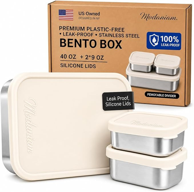 Flexibento - 40 OZ Set -Leak proof Stainless Steel Lunch Box Containers, Lunch Containers with Si... | Amazon (US)