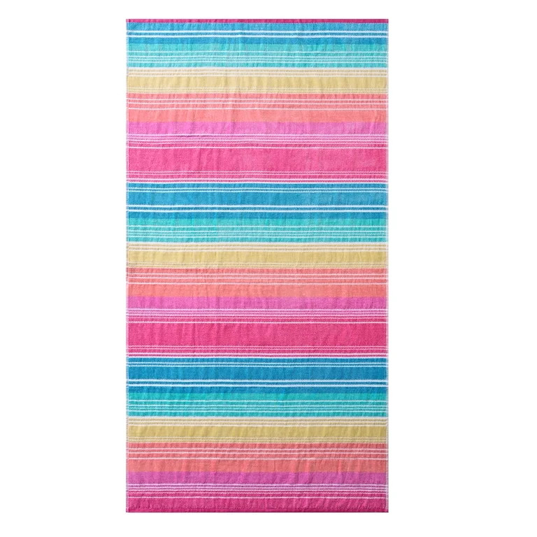 Better Homes & Gardens Cotton-Blend Beach Towel, 72 x 38 in, Multi Stripe | Walmart (US)