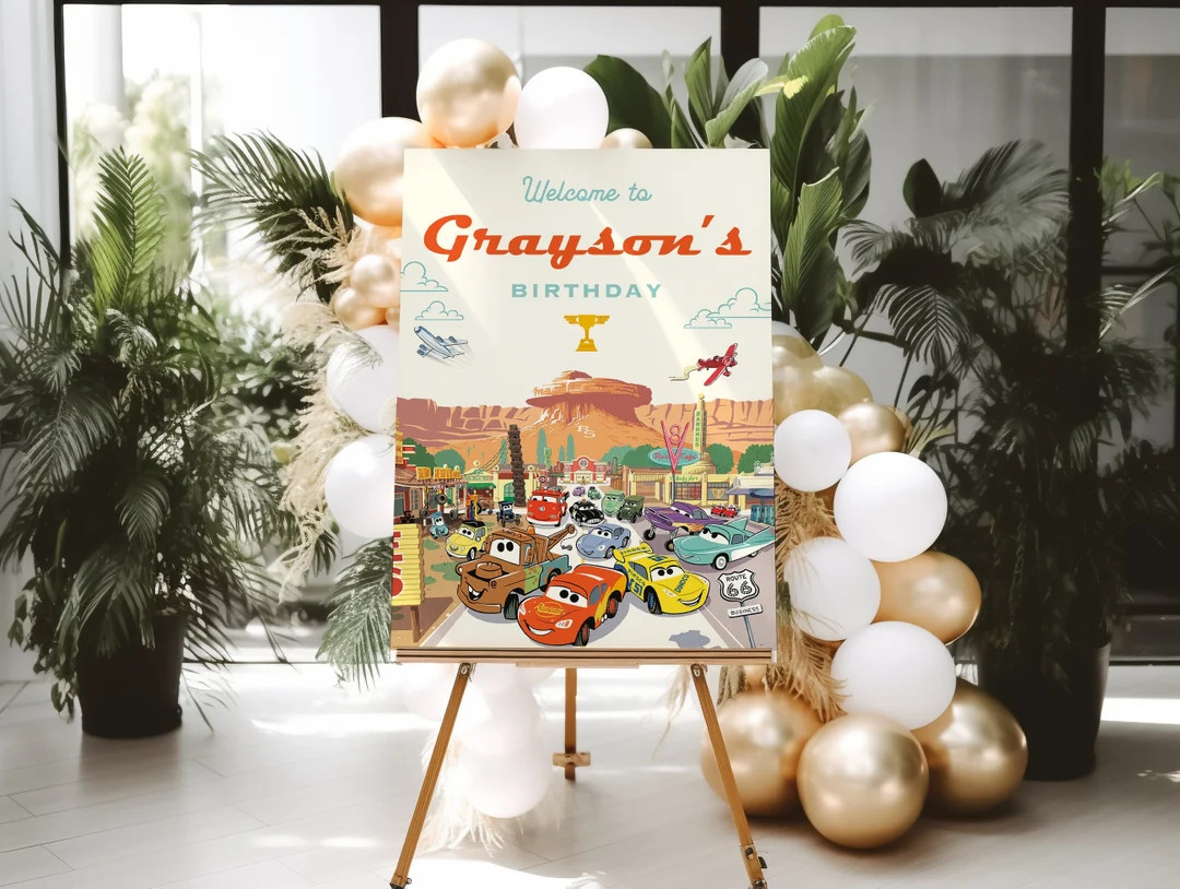 Cars Birthday Party Welcome Sign Cars Lightning Birthday Welcome Mcqueen Birthday Party Sign Boy ... | Etsy (US)