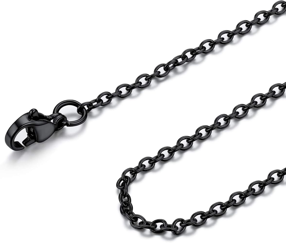 FOCALOOK Womens Mens Chain Necklaces Rolo Cable/Wheat/Box/Twisted Rope Necklace, 316L Stainless Stee | Amazon (US)