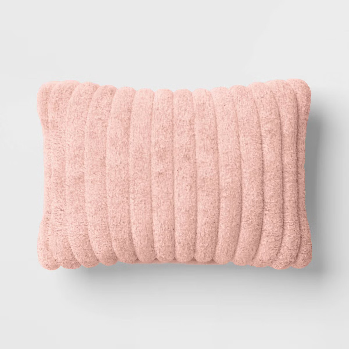 Channeled Faux Fur Lumbar Throw Pillow Blush - Room Essentials™: Indoor Rectangle Cushion, Poly... | Target