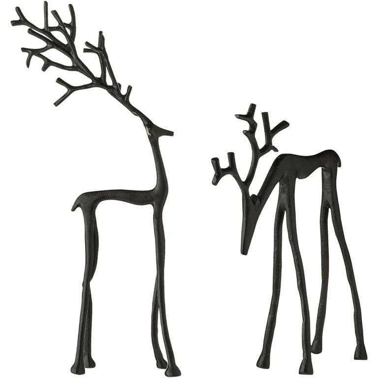 2025 Christmas Decorations - Set of 2 Black Reindeer Statues - Modern Metal Xmas Figurines - Eleg... | Walmart (US)