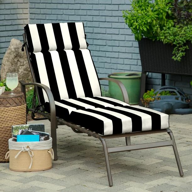 Better Homes & Gardens 72" x 21" Black Stripe Rectangle Chaise Lounge Cushion, 1 Piece | Walmart (US)