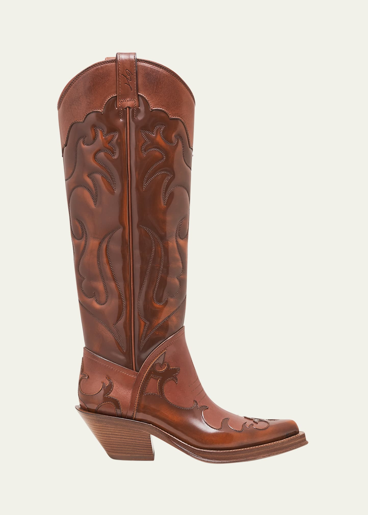 Gabriela Hearst Capitana Tall Bicolor Leather Cowboy Boots | Bergdorf Goodman