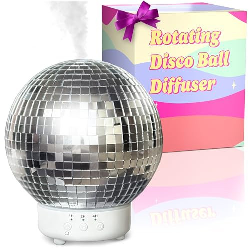 Disco Ball Diffuser & Humidifier for Home | 3 Timer Modes & 2 Misting Modes | Rotating Mirror Ball Lamp with LED Night Lights | Cute Maximalist Eclectic Disco Decor | Unique Disco Gifts | Amazon (US)
