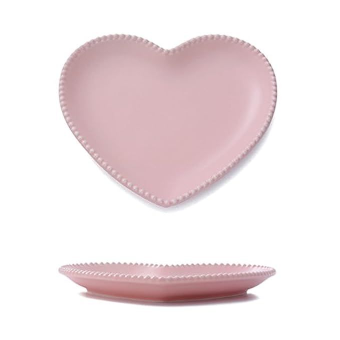 CHOOLD Elegant Ceramic Heart Shaped Dinner Plate/Salad Plate/Dessert Plate/Steak Plate for Kitchen P | Amazon (US)