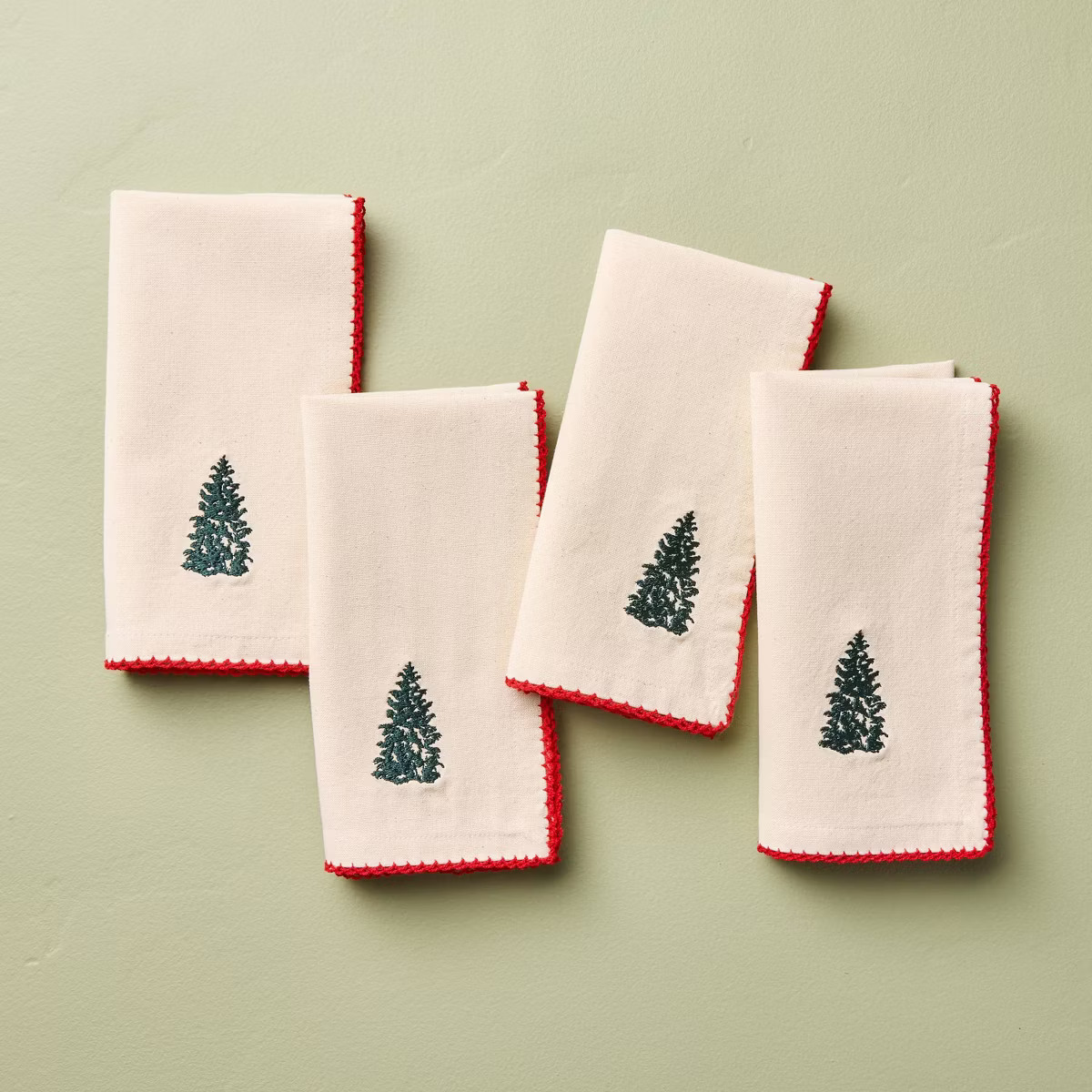 4pc Trim Cloth Napkins Natural/Red - Hearth & Hand™ with Magnolia | Target