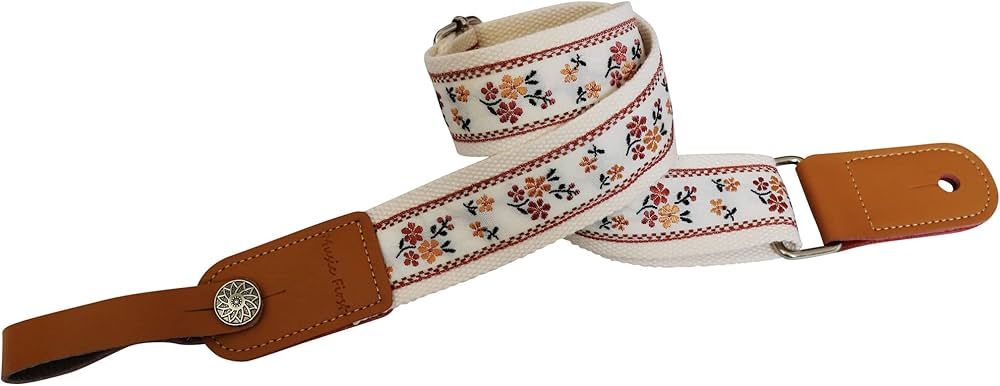 MUSIC FIRST Original Design Vintage Floral Embroidered & Genuine Leather Ukulele Strap Ukulele Sh... | Amazon (US)