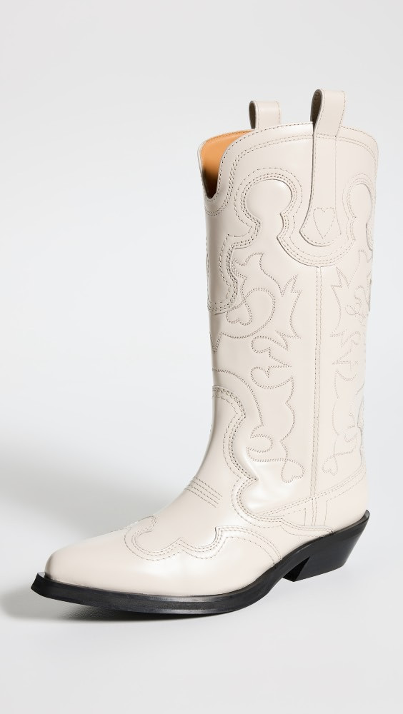 GANNI Mid Shaft Embroidered Western Boots | Shopbop | Shopbop