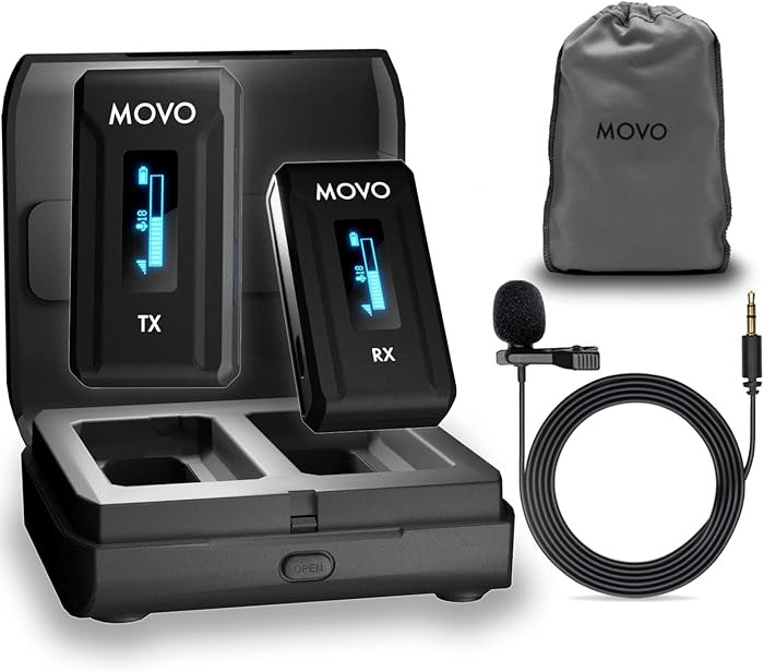 Movo WMX-2 Wireless Camera Microphone with Charging Case - Lavalier Mic for DSLR Cameras, Vloggin... | Amazon (US)