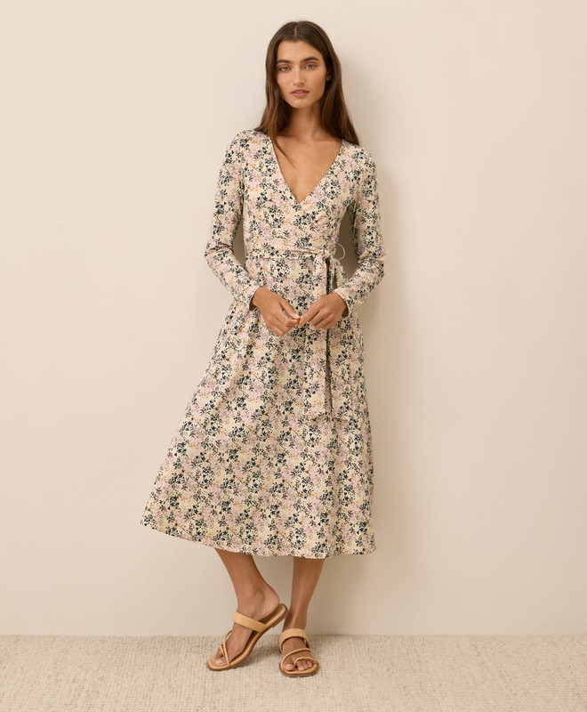 Women’s Fit & Flare Wrap Dress made with Organic Cotton | Pact | Pact Apparel