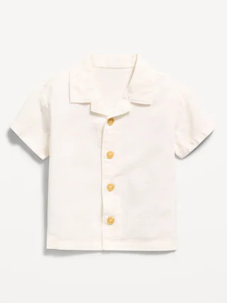 Short-Sleeve Linen-Blend Shirt for Baby | Old Navy (CA)