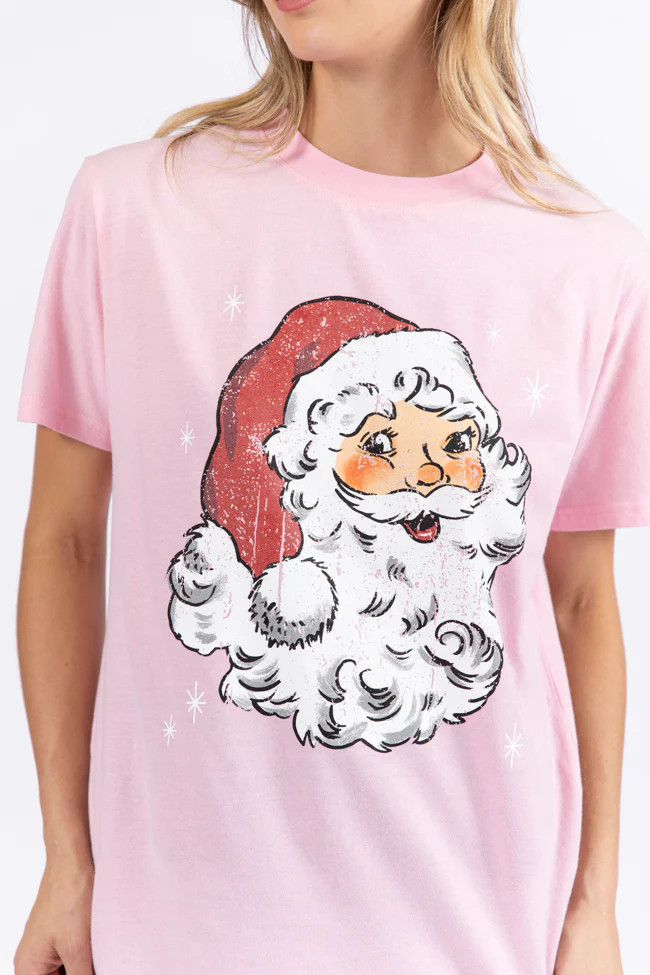 Have Yourself A Merry Little Christmas Light Pink Oversized Graphic Tee | Pink Lily