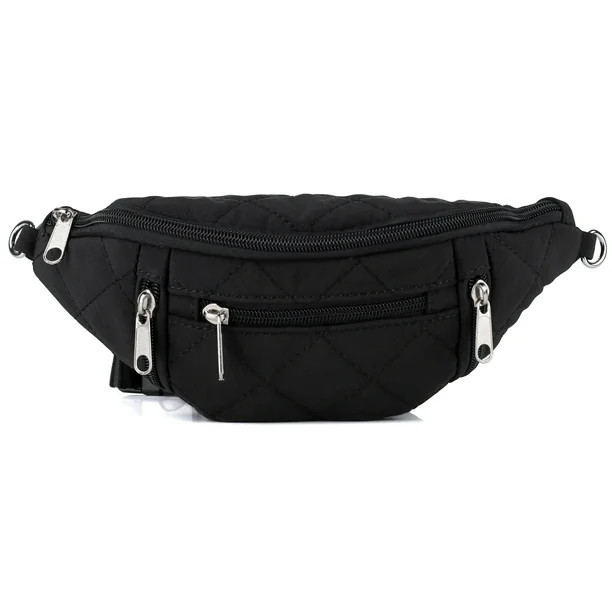 Julia Buxton Women's Puffy Quilted Nylon Belt Bag Fanny Pack, Black | Walmart (US)