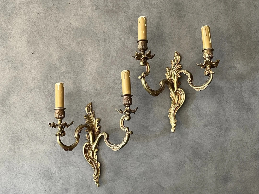 Pair of French Louis XV Style Bronze Scones - Etsy | Etsy (US)