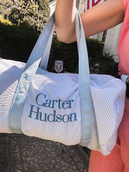 In love with this bag for my son. I now use it as his swim practice bag but this is the bag I used to pack all of his clothes when he was born in the hospital.

It’s always convenient having a cute little preppy duffel bag!  🤍