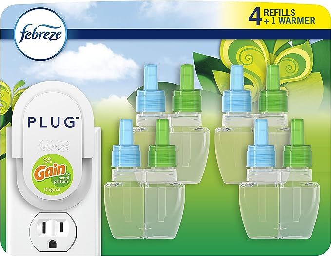 Febreze Plug in Air Fresheners, Gain Original, Odor Eliminator, Scented Oil Refill, 1 Warmer + 4 ... | Amazon (US)