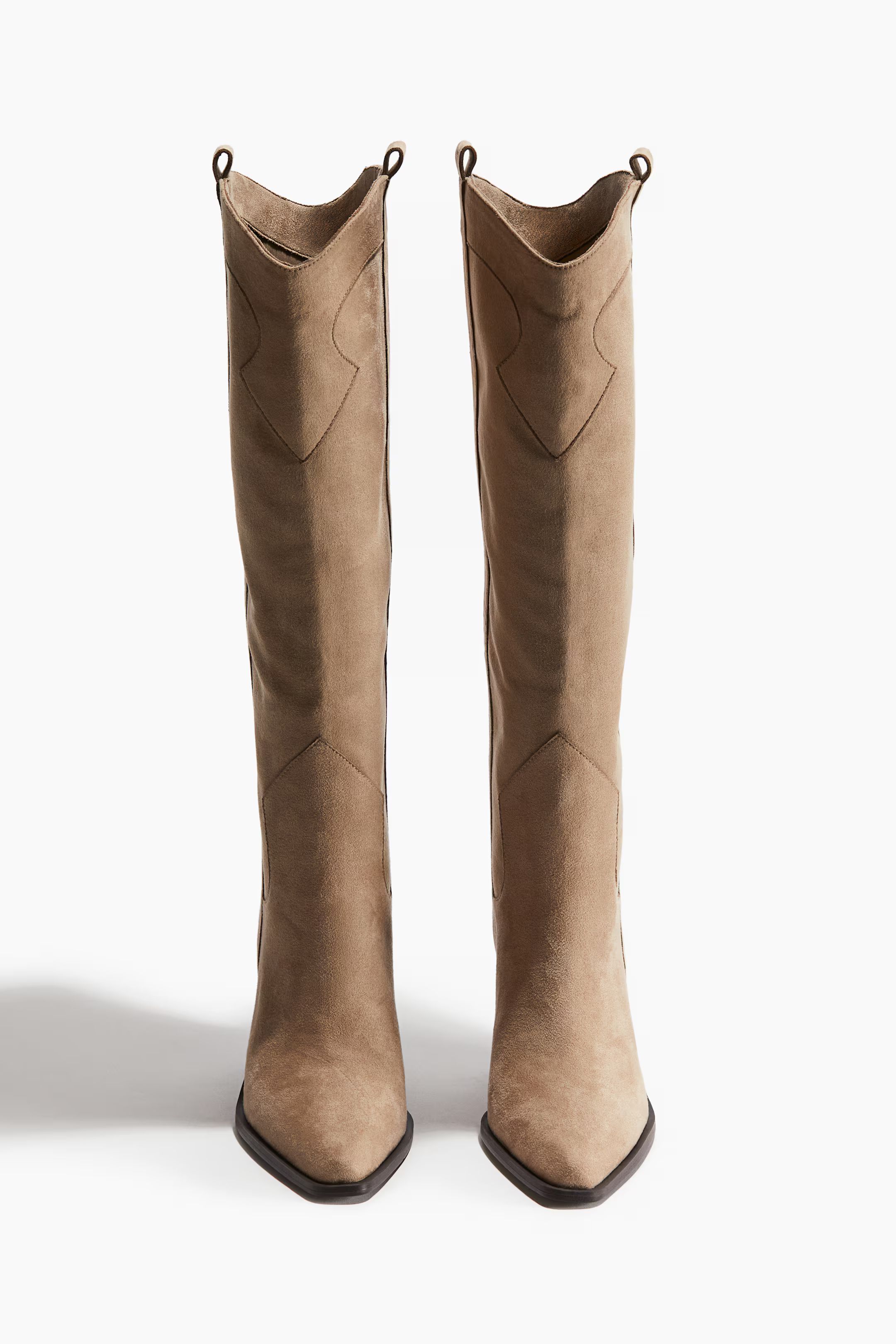 Knee-high Cowboy Boots - High heel - Beige - Ladies | H&M US | H&M (US + CA)