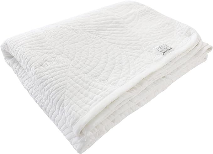 Brandream White Summer Palm Quilt Cotton Quilted Throw Blanket for Bed Couch Daybed 47 X 60 Inch ... | Amazon (US)