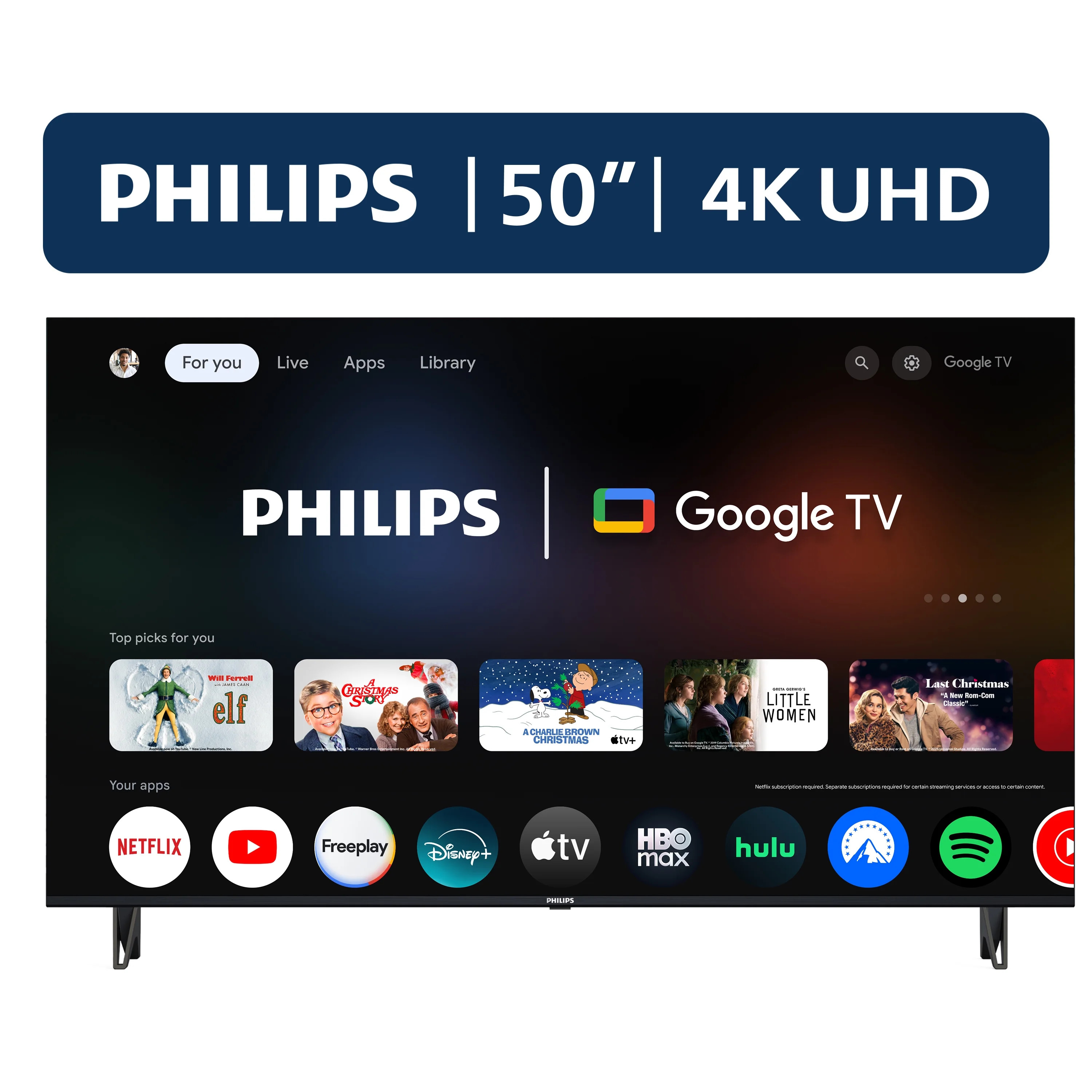 Philips 50" Class 4K Ultra HD (2160p) Google Smart LED TV (50PUL7552/F7) | Walmart (US)