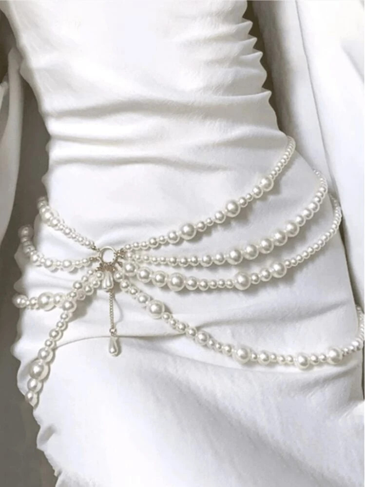 Elegante vintage neppe parel kralen tailleketting voor vrouwen, bruidsdansfeest avondjurk riem pa... | SHEIN