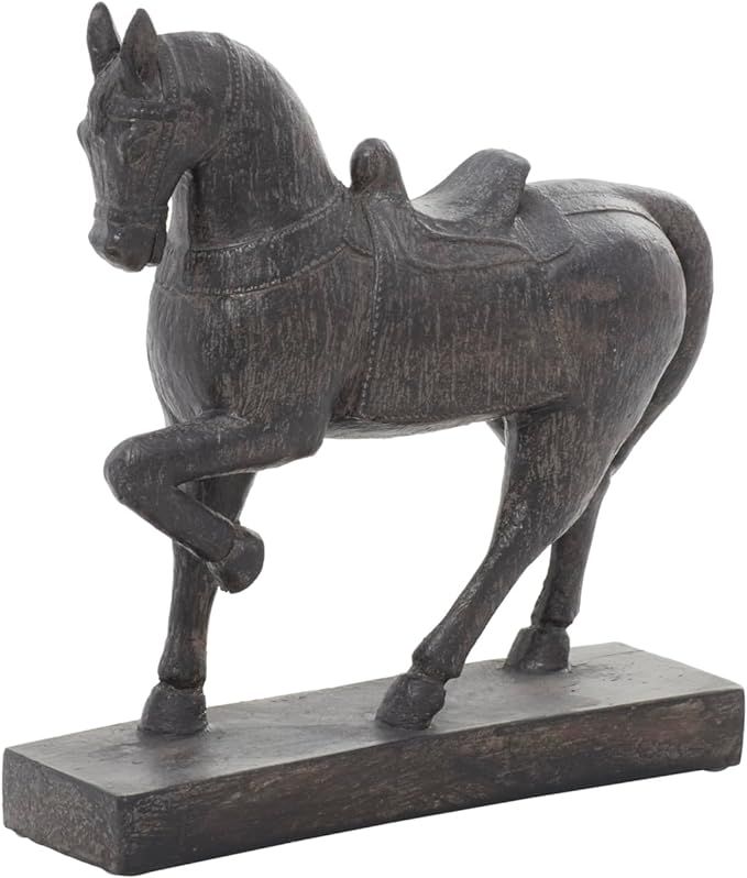 Deco 79 Traditional Polystone Horse Sculpture, 9" x 3" x 9", Brown | Amazon (US)