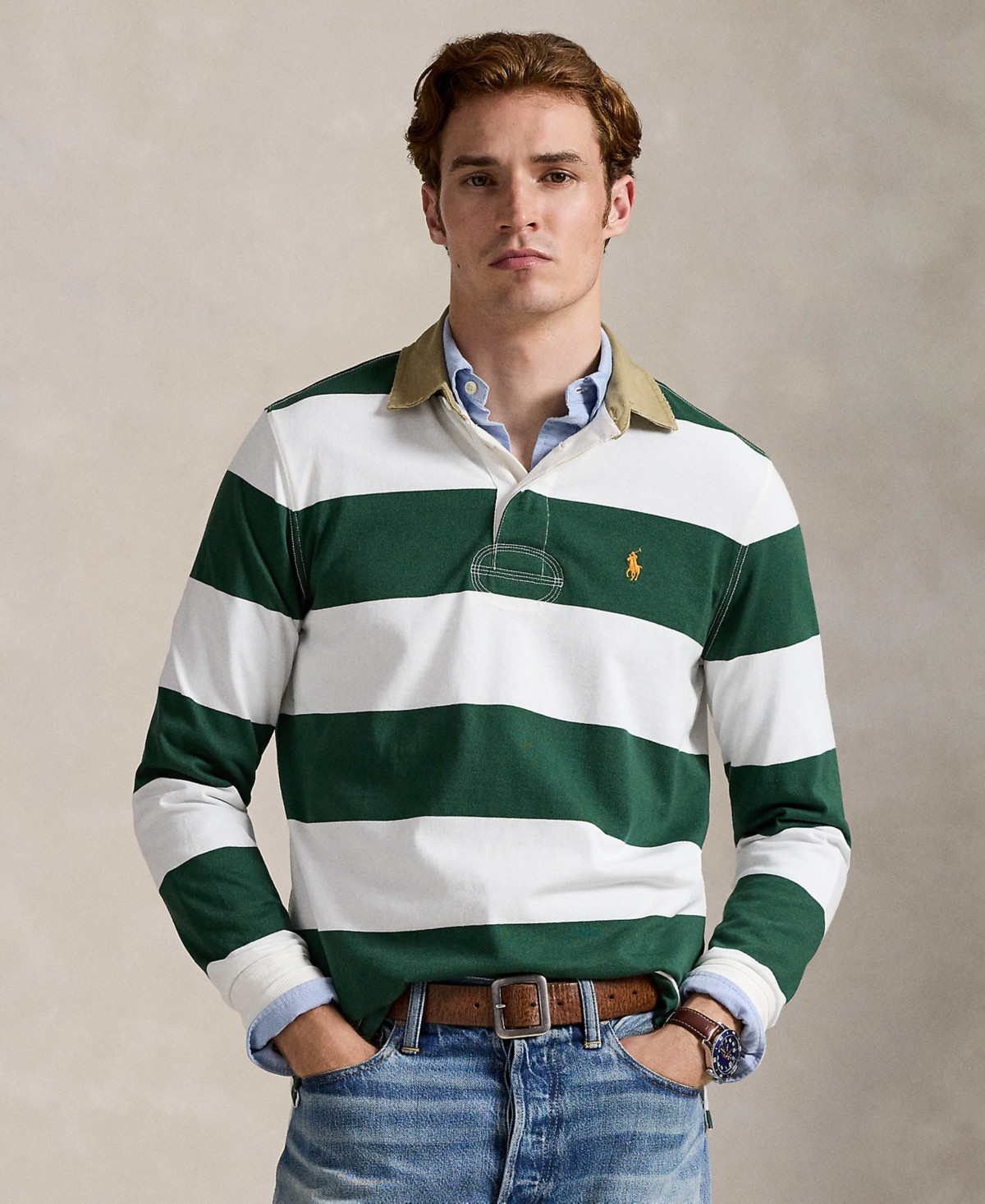 Polo Ralph Lauren Men's Classic Fit Rugby Shirt - Grass Green/trophy Cream | Macy's