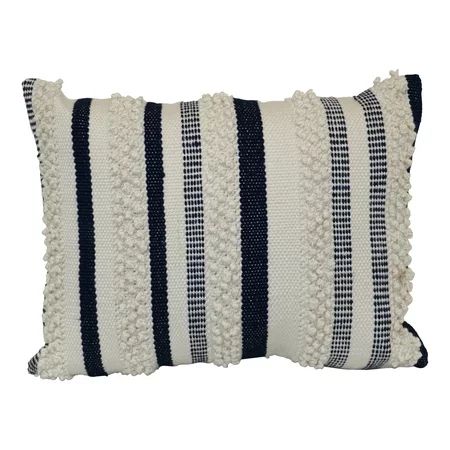 Better Homes & Gardens Woven Textured Diamond Pillow Outdoor Pillow ? Navy | Walmart (US)