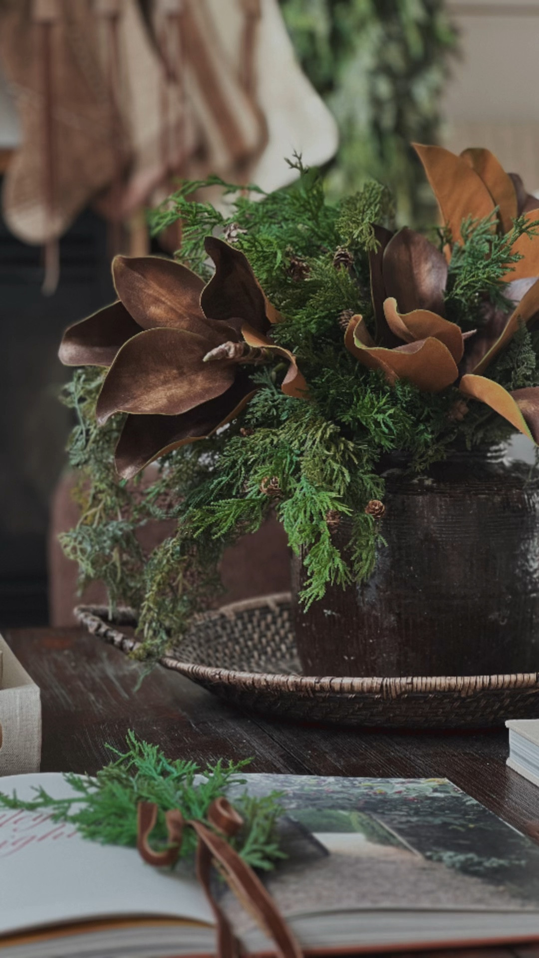 Magnolia and cedar stem arrangement for Christmas! Love these aged magnolia branches mixed with Norfolk pine and cedar stems

Holiday coffee table, viral Norfolk pine stems, Afloral, Amazon find, Amazon home, Wayfair home

#LTKSaleAlert #LTKHoliday #LTKHome