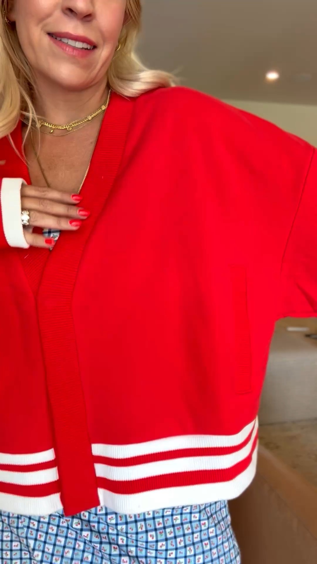 Wearing a medium in the jacket and small in the dress