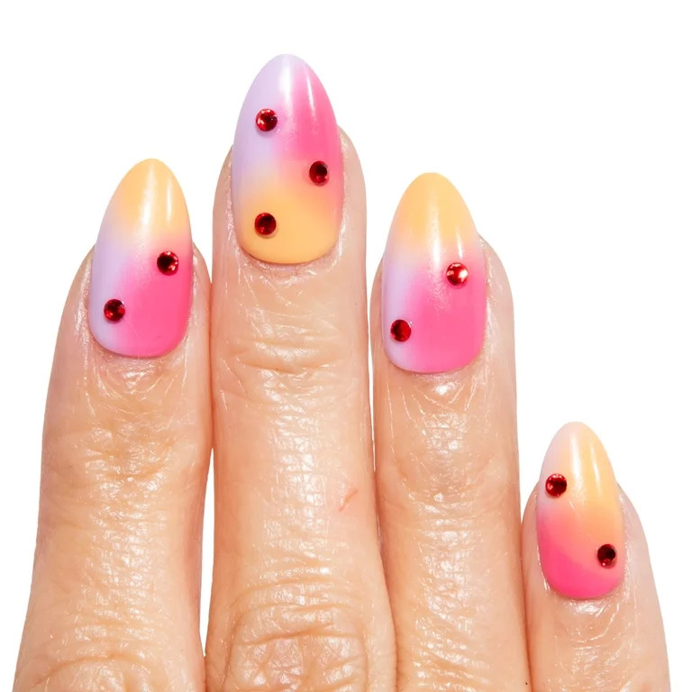 Chillhouse Chill Tips - Signatures Press On Nails, Sunset Sorbet, Almond Medium, Orange and Pink,... | Walmart (US)