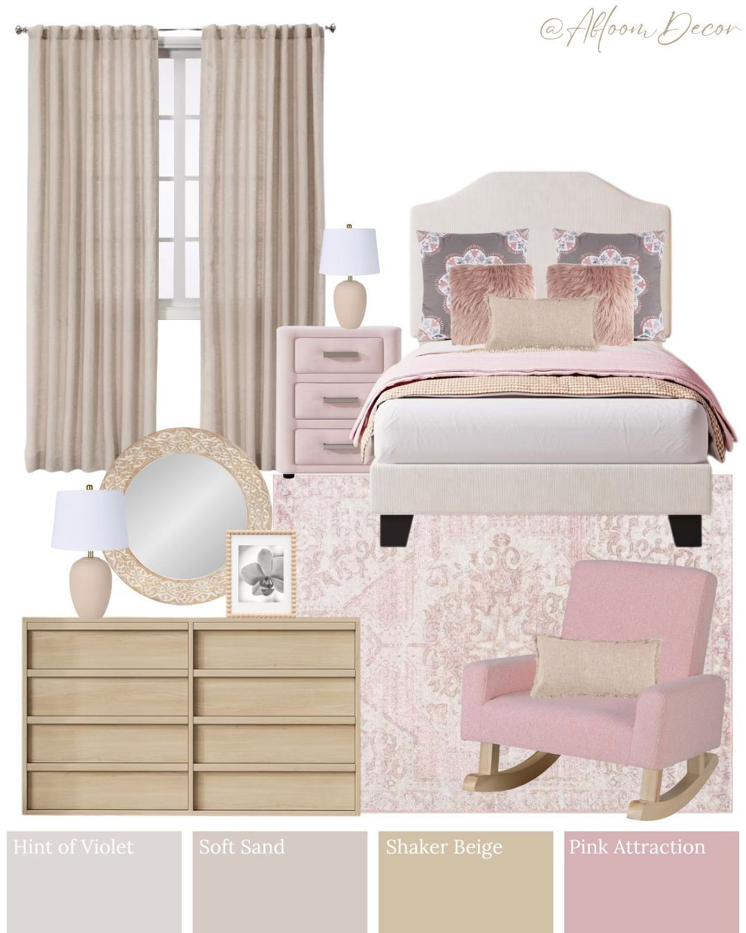 This girls’ bedroom design is soft, feminine, and cozy with warm pinks, sandy beige tones, and just enough texture to keep it interesting.

#LTKHome