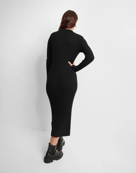 Women's Black Mock Cardigan Dress | Threadbare