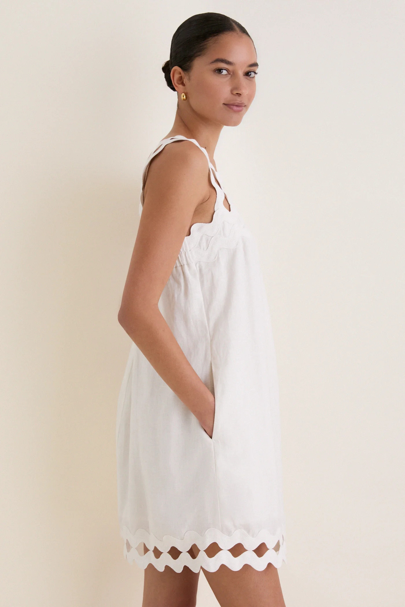 White Ric Rac Linen Ellis Mini Dress | Tuckernuck (US)