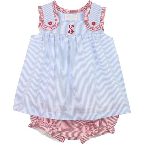 Red And Blue Seersucker Diaper Set | Cecil and Lou