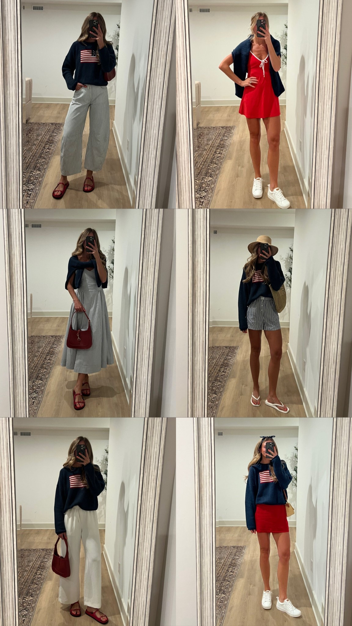 MDW Outfits  for Nantucket. Sizing below:
Size small tall in sweater
Size 6 in striped dress
Size 27 long in striped pants (run on the bigger side)
Size medium in white pants and striped shorts.  
Sized up to medium in active dress for length. Long torso friendly.  
Wearing my true size in denim shorts.  The naturally run looser
Small in red tank
Small in red skort

#LTKSeasonal