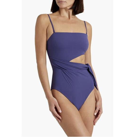 ZIMMERMANN Cutout Bandeau Swimsuit Size AU0 US 2-4 Removable Straps Navy Purple | Poshmark