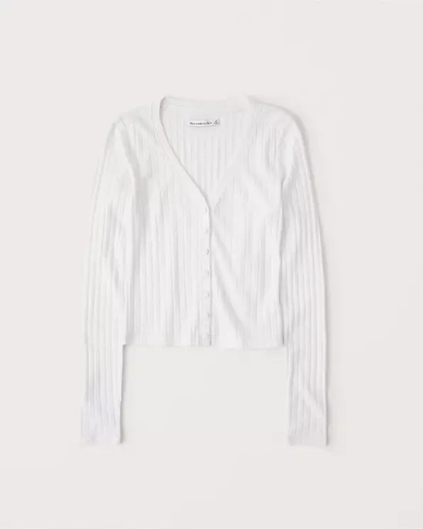 Long-Sleeve Ribbed Cardigan | Abercrombie & Fitch (US)